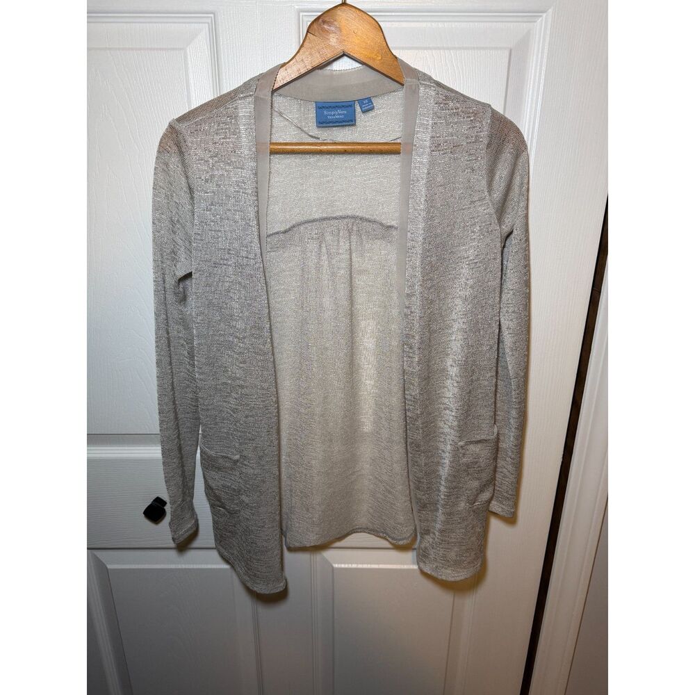 Simply Vera Vera Wang Open Front Lightweight Cardigan Silver Gray XS